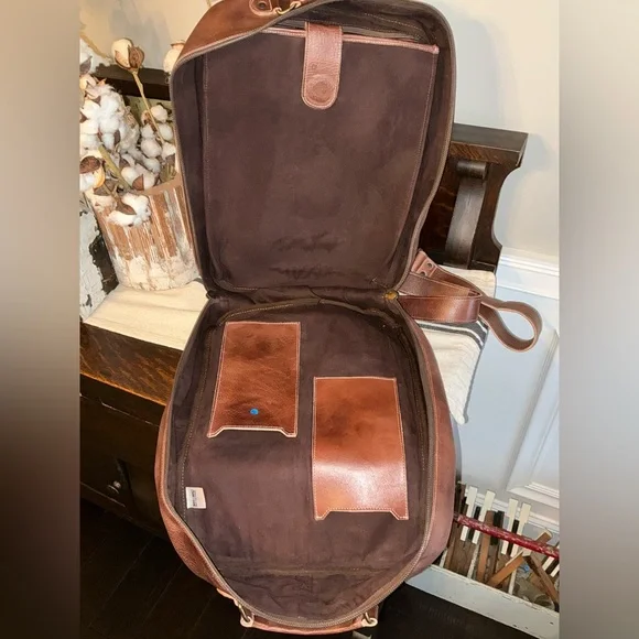 NWOT Bed Stu Leather Kamet Backpack Laptop Bag Tan Teak Rustic MSRP $599
